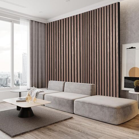 Nisorpa 2 PCS Acoustic Wood Wall Panels, 47.2’’ x 23.6’’ Slat Wall Paneling with Good Soundproofing Properties for Office Home Hotel in Saudi Arabia