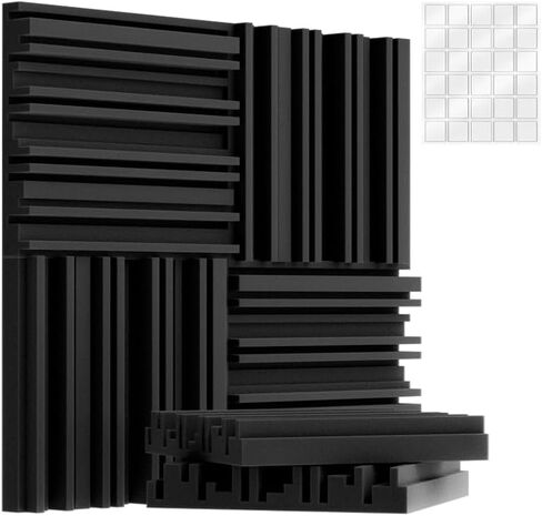 Thick Acoustic Foam Panels, 12 X 12 X 2 Inch 6 Pcs, Groove Decorative 3D Wall Ceiling Panel，High-density soundproof wall panels for sound absorption in music recording studios in Saudi Arabia