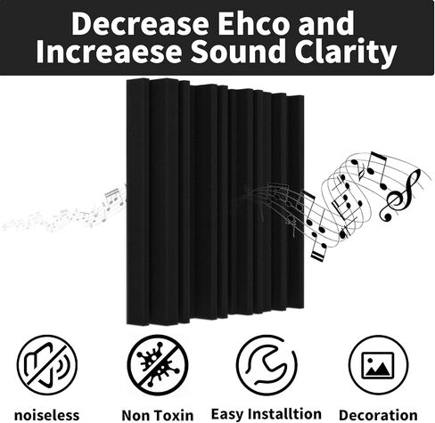 Thick Acoustic Foam Panels, 12 X 12 X 2 Inch 6 Pcs, Groove Decorative 3D Wall Ceiling Panel，High-density soundproof wall panels for sound absorption in music recording studios in Saudi Arabia