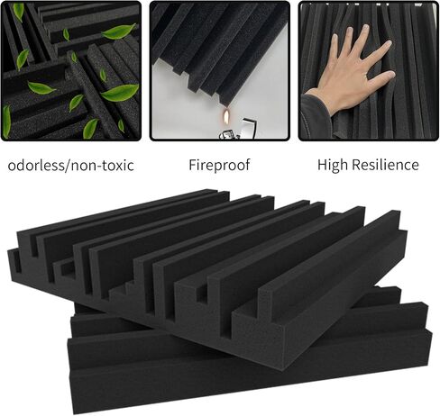 Thick Acoustic Foam Panels, 12 X 12 X 2 Inch 6 Pcs, Groove Decorative 3D Wall Ceiling Panel，High-density soundproof wall panels for sound absorption in music recording studios in Saudi Arabia