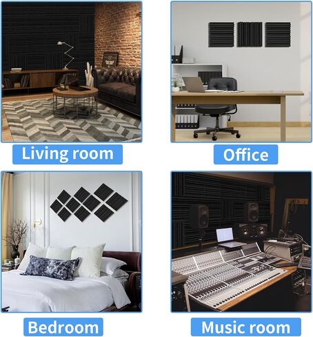 Thick Acoustic Foam Panels, 12 X 12 X 2 Inch 6 Pcs, Groove Decorative 3D Wall Ceiling Panel，High-density soundproof wall panels for sound absorption in music recording studios in Saudi Arabia