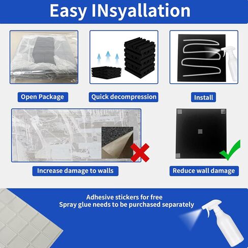 Thick Acoustic Foam Panels, 12 X 12 X 2 Inch 6 Pcs, Groove Decorative 3D Wall Ceiling Panel，High-density soundproof wall panels for sound absorption in music recording studios in Saudi Arabia