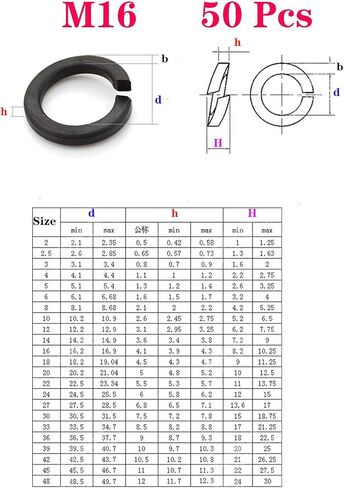 50 Pcs M12 Split Lock Washer Spring Lock Washer, 8.8 Grade Carbon Steel,GB93 High Strength,Gasket Ring for M12 Screw Bolts in Saudi Arabia