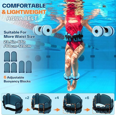 Water Aerobics Pool Exercise Equipment: Sportneer Water Workout Combo Set Includes High Density Water Dumbbell Swim Belt Water Ankle Weights for Aqua Therapy Pool Fitness Water Exercise in Saudi Arabia