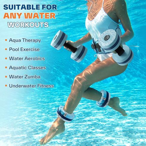 Water Aerobics Pool Exercise Equipment: Sportneer Water Workout Combo Set Includes High Density Water Dumbbell Swim Belt Water Ankle Weights for Aqua Therapy Pool Fitness Water Exercise in Saudi Arabia