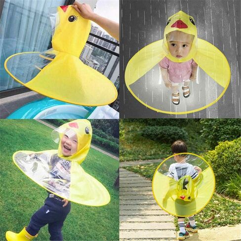 Foldable Cartoon Duck Children Raincoat UFO Shape Rain Hat Cape Umbrella in Saudi Arabia