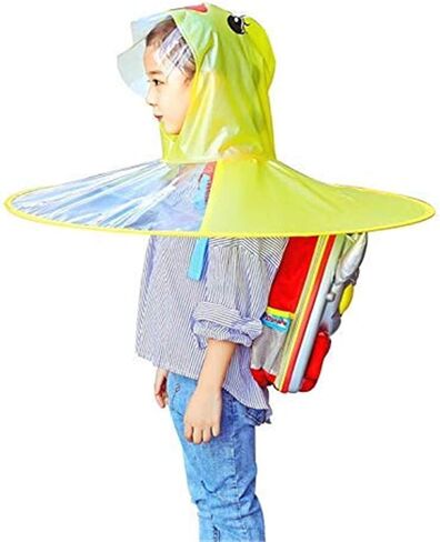 Foldable Cartoon Duck Children Raincoat UFO Shape Rain Hat Cape Umbrella in Saudi Arabia