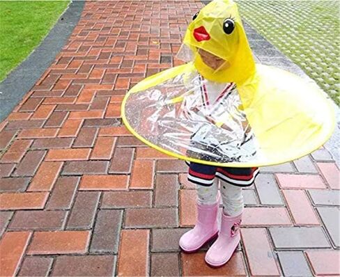 Foldable Cartoon Duck Children Raincoat UFO Shape Rain Hat Cape Umbrella in Saudi Arabia