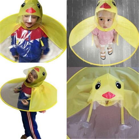 Foldable Cartoon Duck Children Raincoat UFO Shape Rain Hat Cape Umbrella in Saudi Arabia