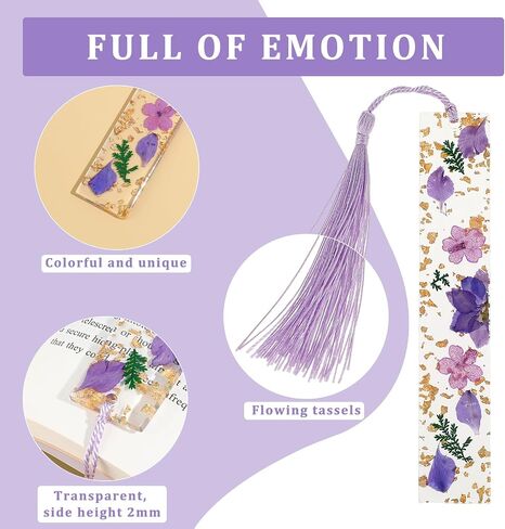 2 Pack Book Marks Tassels Dried Flower Bookmarks Clear Pressed Floral Book Markers Durable Handmade Cute Book Marking Accessories Gift for Bookworms Increase Reading Interest Students in Kuwait