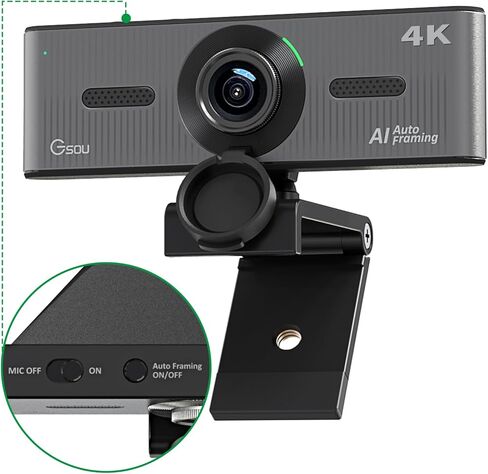 كاميرا ويب 4K مع ميكروفونات مزدوجة/مانعة للضوضاء، وكاميرا ويب ذات إطار تلقائي للتتبع AI 4K، وكاميرا ويب بزاوية عريضة 120 درجة، ومستشعر Sony 4K، مع غطاء للخصوصية، وكاميرا ويب USB للكمبيوتر الشخصي/البث/الكمبيوتر المحمول/المؤتمرات/اجتماعات التكبير/التصغير in Kuwait