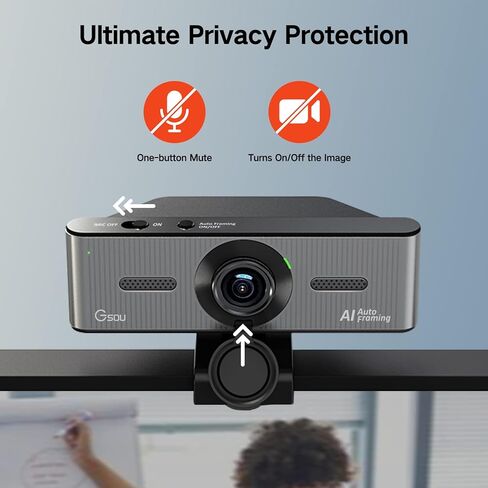 كاميرا ويب 4K مع ميكروفونات مزدوجة/مانعة للضوضاء، وكاميرا ويب ذات إطار تلقائي للتتبع AI 4K، وكاميرا ويب بزاوية عريضة 120 درجة، ومستشعر Sony 4K، مع غطاء للخصوصية، وكاميرا ويب USB للكمبيوتر الشخصي/البث/الكمبيوتر المحمول/المؤتمرات/اجتماعات التكبير/التصغير in Kuwait