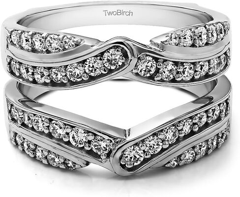 حماية خاتم الخطوبة من الفضة الإسترليني توبيرتش مع زركونيا مكعب (3/4 قيراط، مقاس 9) in Kuwait