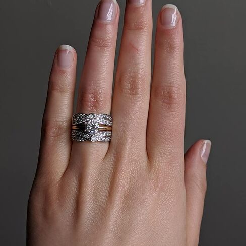 حماية خاتم الخطوبة من الفضة الإسترليني توبيرتش مع زركونيا مكعب (3/4 قيراط، مقاس 9) in Kuwait