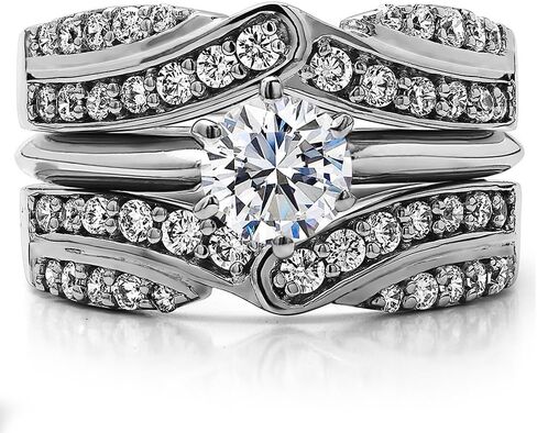 حماية خاتم الخطوبة من الفضة الإسترليني توبيرتش مع زركونيا مكعب (3/4 قيراط، مقاس 9) in Kuwait