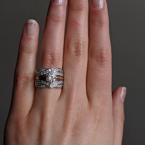 حماية خاتم الخطوبة من الفضة الإسترليني توبيرتش مع زركونيا مكعب (3/4 قيراط، مقاس 9) in Kuwait