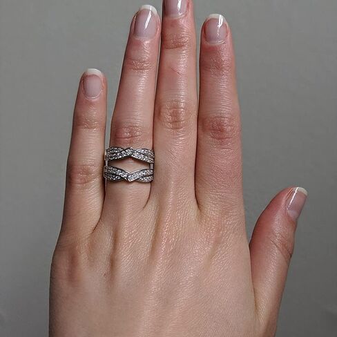 حماية خاتم الخطوبة من الفضة الإسترليني توبيرتش مع زركونيا مكعب (3/4 قيراط، مقاس 9) in Kuwait