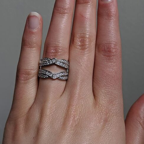 حماية خاتم الخطوبة من الفضة الإسترليني توبيرتش مع زركونيا مكعب (3/4 قيراط، مقاس 9) in Kuwait