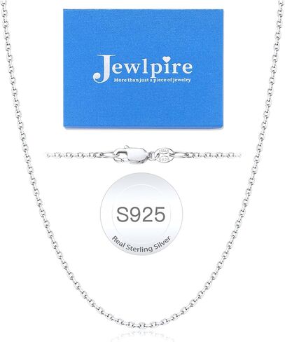 Jewlpire Italian Solid 14K Real Gold Over 925 Sterling Silver Chain Necklace for Women Girls, 1.1mm 1.3mm Cable Chain Necklace Hypoallergenic & Comfortable Women's Chain Necklaces 14 16 18 20 22 24 26 Inch in Kuwait