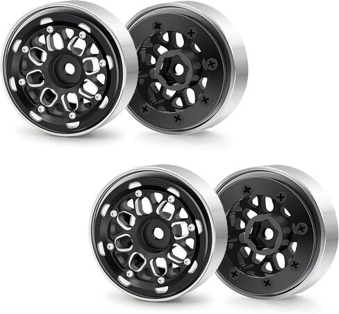 4 قطعة RC سبائك الألومنيوم 1.0 عجلات 1.0 عجلات Beadlock لعجلات TRX4M SCX24 عجلات ترقيات ، التيتانيوم in Kuwait