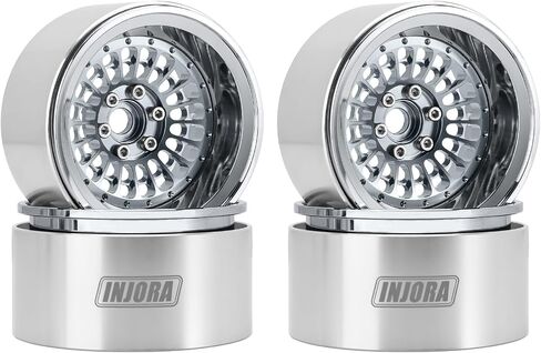 عجلة INJORA مقاس 2.2 بوصة - حافة توربين ألومنيوم 10 مم لسيارة SCX10 TRX4 VS4-10 Gen8 1/10 RC الزاحفة (قوس قزح أسود) in Saudi Arabia