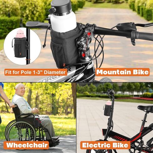 Desing Wish Mini Bike Cup Holder for 12oz Standard Cans & 16.9oz Plastic Bottles, Removable Non-Slip Straps Insulated Bike Bottle Holder for Mountain Bike, Road Bike, eBike, Scooter, Baby Stroller in Saudi Arabia
