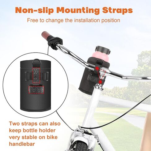 Desing Wish Mini Bike Cup Holder for 12oz Standard Cans & 16.9oz Plastic Bottles, Removable Non-Slip Straps Insulated Bike Bottle Holder for Mountain Bike, Road Bike, eBike, Scooter, Baby Stroller in Saudi Arabia