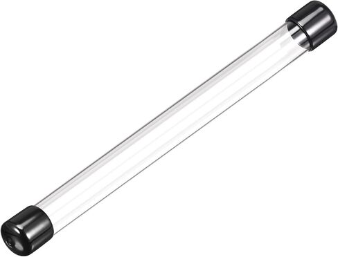 uxcell Rigid Round Clear Tubing 6mmx8mmx200mm Plastic Storage Transparent Tube with Black Lids 2pcs in Saudi Arabia