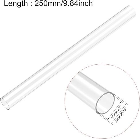 uxcell Rigid Round Clear Tubing 6mmx8mmx200mm Plastic Storage Transparent Tube with Black Lids 2pcs in Saudi Arabia