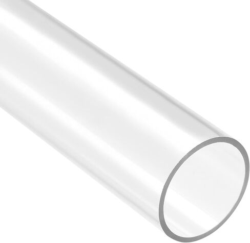 uxcell Rigid Round Clear Tubing 6mmx8mmx200mm Plastic Storage Transparent Tube with Black Lids 2pcs in Saudi Arabia