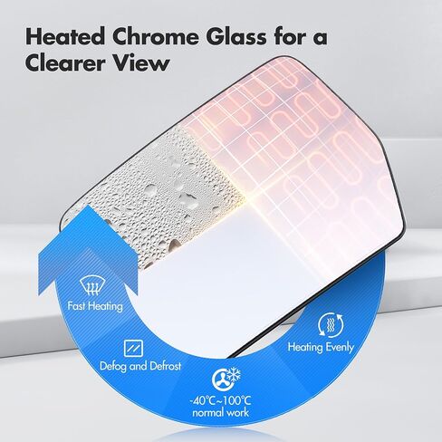 Driver Side Mirror Glass Replacement for Ford F150 2004 2005 2006 2007 2008 2009 2010, Left Heated Convex View Mirror with Rear Holder, 4L3Z17K707DB in Saudi Arabia