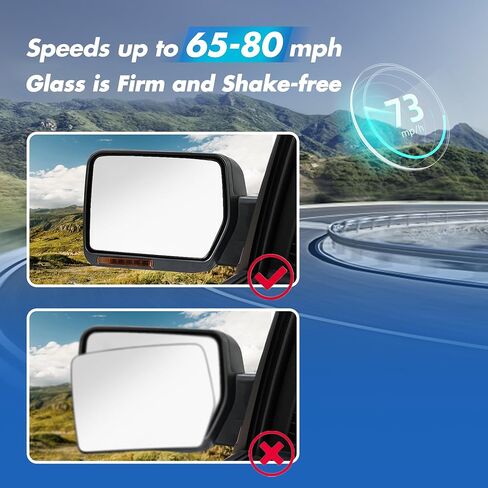 Driver Side Mirror Glass Replacement for Ford F150 2004 2005 2006 2007 2008 2009 2010, Left Heated Convex View Mirror with Rear Holder, 4L3Z17K707DB in Saudi Arabia