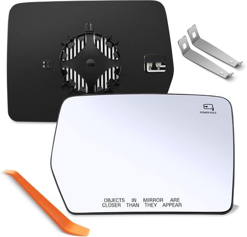 Driver Side Mirror Glass Replacement for Ford F150 2004 2005 2006 2007 2008 2009 2010, Left Heated Convex View Mirror with Rear Holder, 4L3Z17K707DB in Saudi Arabia