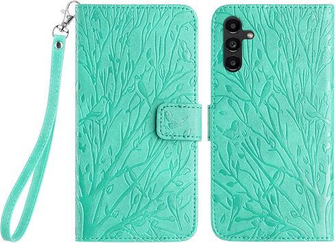 Case for Samsung Galaxy S23 FE 5G, PU Leather Folio Flip Shell with Card Slots Magnetic Clasp Strap Hand Shockproof Multi-Angle Stand Case for Samsung Galaxy S23 FE 6.4 inch, Green in Saudi Arabia