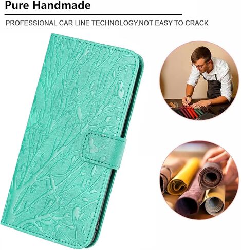 Case for Samsung Galaxy S23 FE 5G, PU Leather Folio Flip Shell with Card Slots Magnetic Clasp Strap Hand Shockproof Multi-Angle Stand Case for Samsung Galaxy S23 FE 6.4 inch, Green in Saudi Arabia