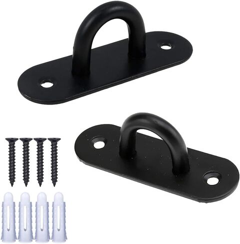 Stainless Steel Heavy Duty Ceiling Hooks with M6 Sleeve Anchors, Wall Mount Pad Eye Plate Top Hook Hanging Hardware for Yoga Hammock Swing Boat Sandbag Plant Basket (2pcs Large J Single Hook) in Kuwait