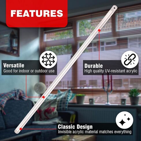 Amazing Drapery Hardware Clear Hexagon Acrylic Drapery Tilt Wand with Built-in Tip, 12-Inches, 1 Pack - Ideal for Mini Blinds and Venetian Blinds in Saudi Arabia