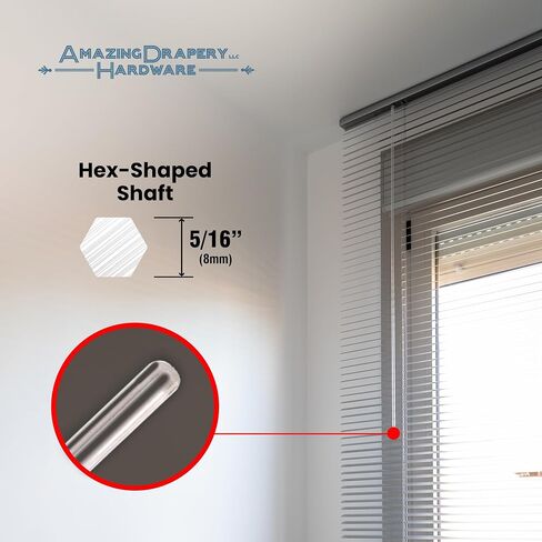 Amazing Drapery Hardware Clear Hexagon Acrylic Drapery Tilt Wand with Built-in Tip, 12-Inches, 1 Pack - Ideal for Mini Blinds and Venetian Blinds in Saudi Arabia