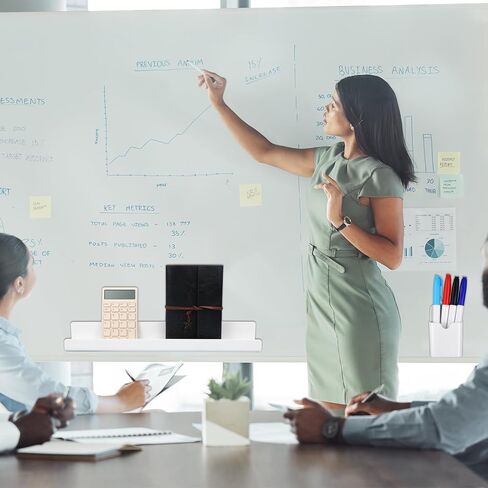 2 Pcs 17in Magnetic Book Shelf for Whiteboard Acrylic Magnetic Book Holder Floating Book Shelves with Pencil Holders for Kids Room Teacher Office Picture Books and File Display-NO PENS in Kuwait