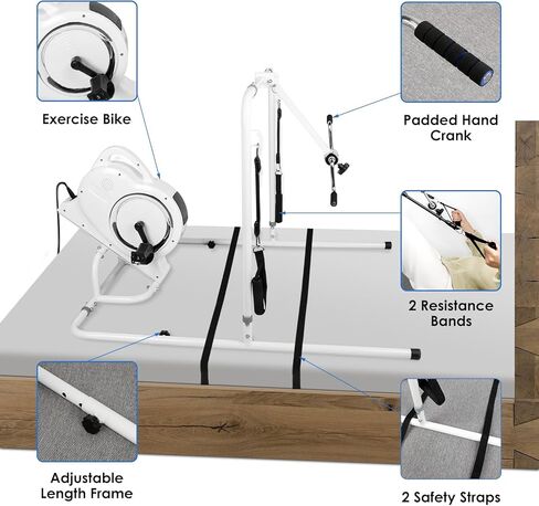 معدات تمرين السرير لكبار السن - مع جهاز تمرين بدواسة كهربائية، جهاز تمرين الساق والذراع أثناء الاستلقاء في السرير، طول قابل للتعديل، دراجة تمارين السرير لكبار السن والمعاقين in Kuwait