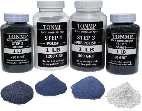 مجموعة حبيبات بهلوانية صخرية بوزن 4 رطل، إعادة تعبئة الوسائط المتدلية - خشنة/حبيبات متوسطة/مصقولة مسبقًا/تلميع نهائي، تعمل مع أي بهلوان صخري، وملمع الصخور، وملمع الحجر in Kuwait