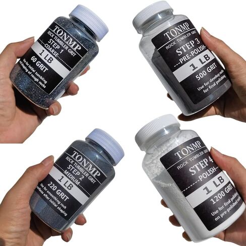 مجموعة حبيبات بهلوانية صخرية بوزن 4 رطل، إعادة تعبئة الوسائط المتدلية - خشنة/حبيبات متوسطة/مصقولة مسبقًا/تلميع نهائي، تعمل مع أي بهلوان صخري، وملمع الصخور، وملمع الحجر in Kuwait