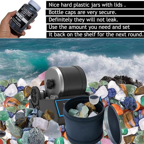 مجموعة حبيبات بهلوانية صخرية بوزن 4 رطل، إعادة تعبئة الوسائط المتدلية - خشنة/حبيبات متوسطة/مصقولة مسبقًا/تلميع نهائي، تعمل مع أي بهلوان صخري، وملمع الصخور، وملمع الحجر in Kuwait