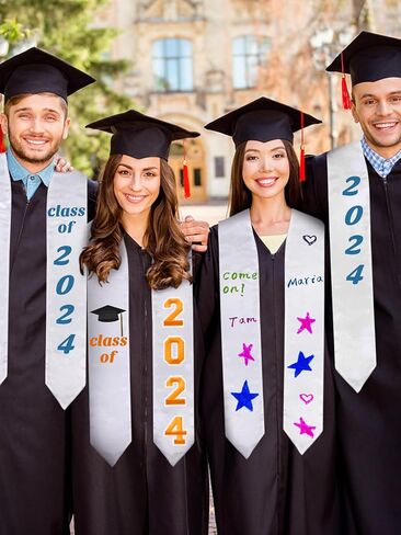 فئة التخرج لعام 2024 - وشاح التخرج الفارغ سهل التخصيص للبالغين من الجنسين، بطول 72 بوصة in Kuwait