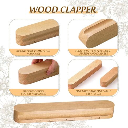 4 Pcs Tailors Clapper 12/7 Inch Seam Roller and Pressing Tool for Sewing Quilting Beech Wood Tool Set with Grip Handle for Ironing Setting Flattening Fabric Folds Clothing Wrinkle Sewing in Saudi Arabia
