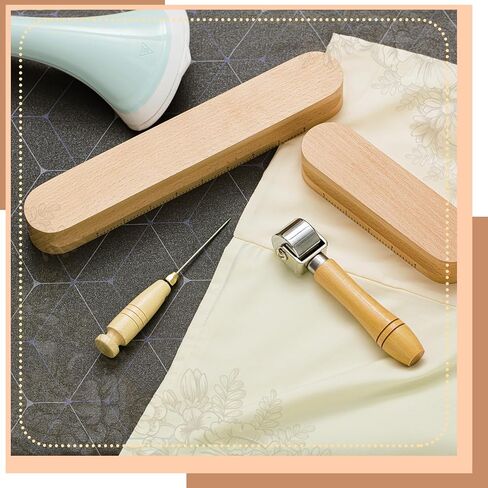 4 Pcs Tailors Clapper 12/7 Inch Seam Roller and Pressing Tool for Sewing Quilting Beech Wood Tool Set with Grip Handle for Ironing Setting Flattening Fabric Folds Clothing Wrinkle Sewing in Saudi Arabia