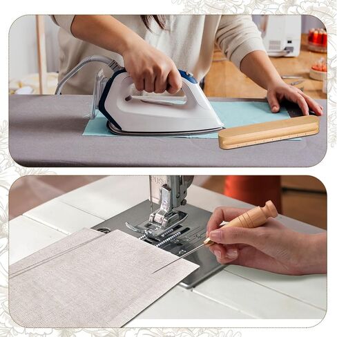 4 Pcs Tailors Clapper 12/7 Inch Seam Roller and Pressing Tool for Sewing Quilting Beech Wood Tool Set with Grip Handle for Ironing Setting Flattening Fabric Folds Clothing Wrinkle Sewing in Saudi Arabia