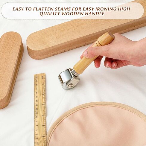 4 Pcs Tailors Clapper 12/7 Inch Seam Roller and Pressing Tool for Sewing Quilting Beech Wood Tool Set with Grip Handle for Ironing Setting Flattening Fabric Folds Clothing Wrinkle Sewing in Saudi Arabia