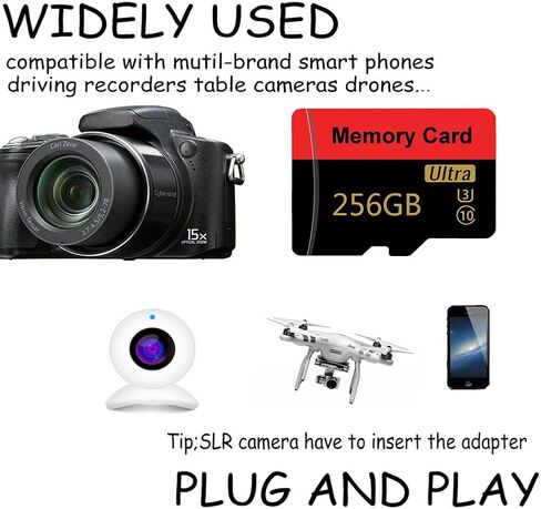 بطاقة ذاكرة 256 جيجا بايت بطاقة TF صغيرة بطاقة ذكية فائقة السرعة للهواتف الذكية التي تعمل بنظام Android، وكاميرا الحركة، والأجهزة اللوحية للتخزين الموسع in Kuwait