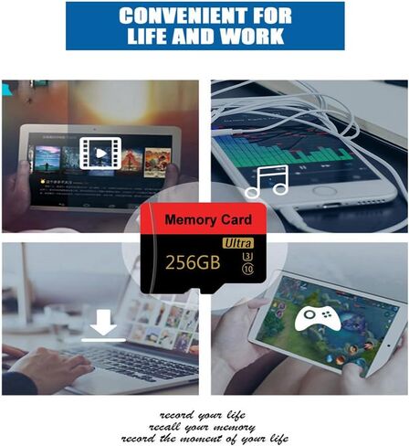 بطاقة ذاكرة 256 جيجا بايت بطاقة TF صغيرة بطاقة ذكية فائقة السرعة للهواتف الذكية التي تعمل بنظام Android، وكاميرا الحركة، والأجهزة اللوحية للتخزين الموسع in Kuwait